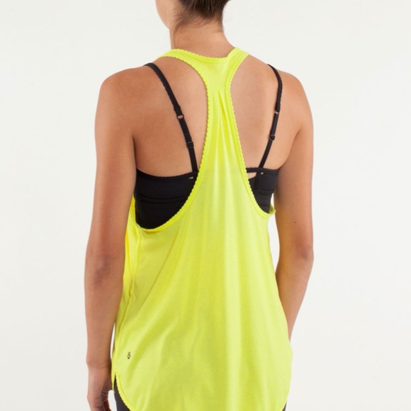 Lululemon 105F Singlet Racerback Split Pea Neon Yellow Green Size 4 - Picture 2 of 9